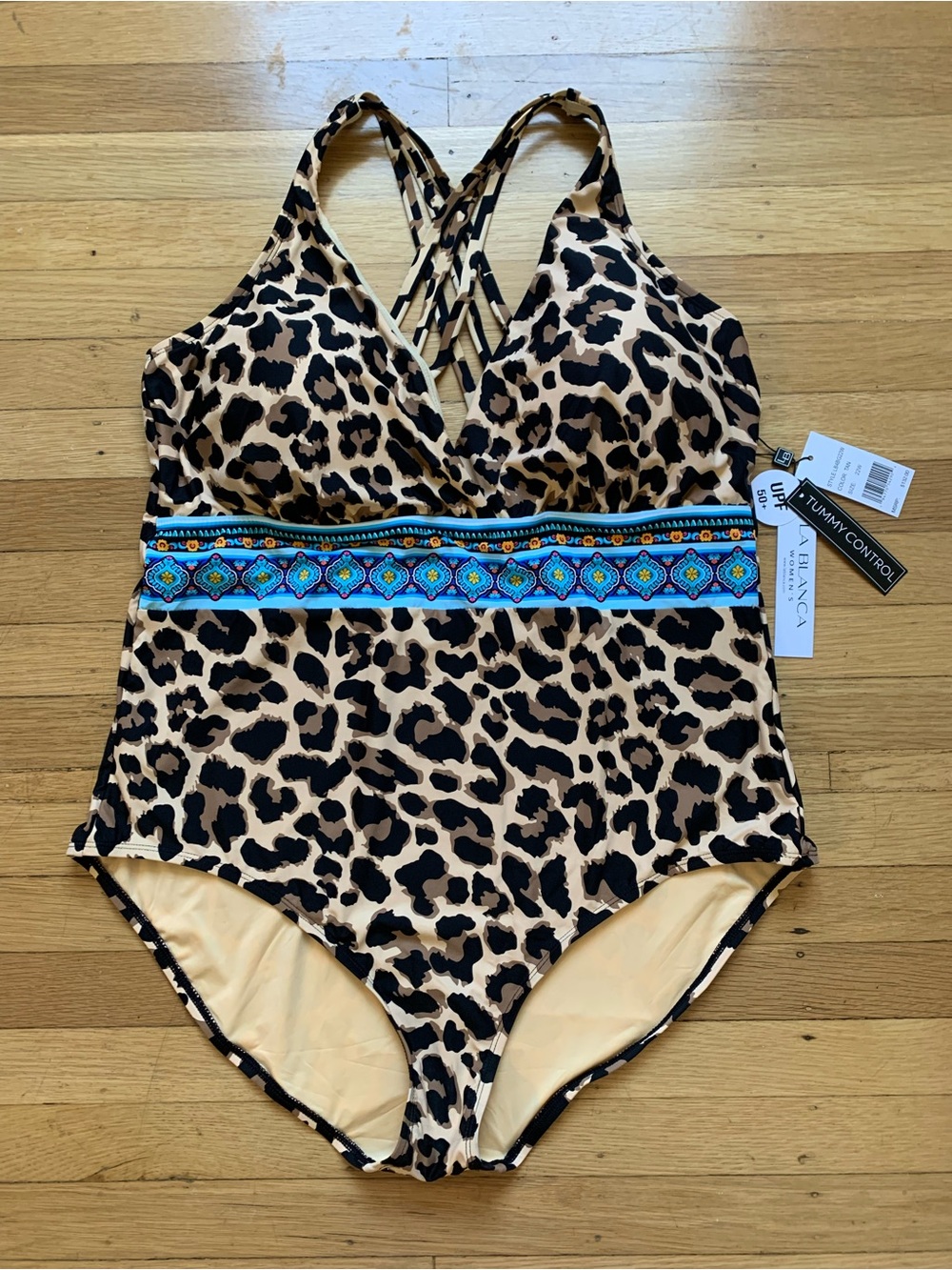 NWT LaBlanca Leopard Print Tummy Control One-Piece Swimsuit Women’s Plus SZ 22W